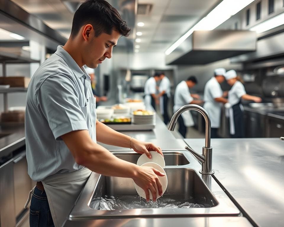 Hoe werkt een afwasser in een grootkeuken?