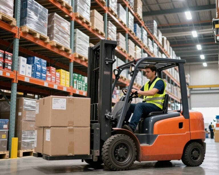 Wat doet een heftruckchauffeur in een magazijn?